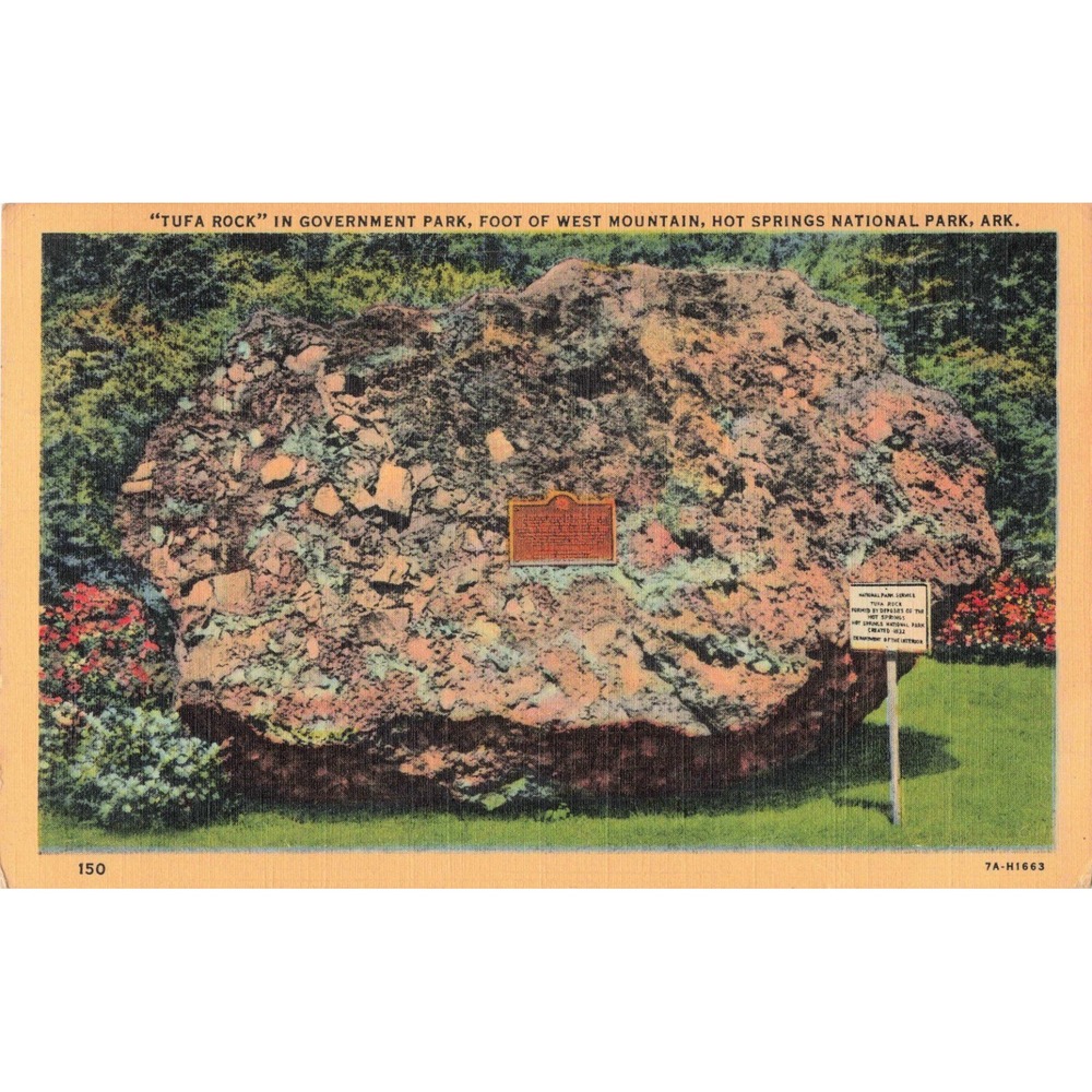 Hot Springs National Park Arkansas AR Tufa Rock Linen Postcard Curt Teich 1944 - Picture 1 of 2
